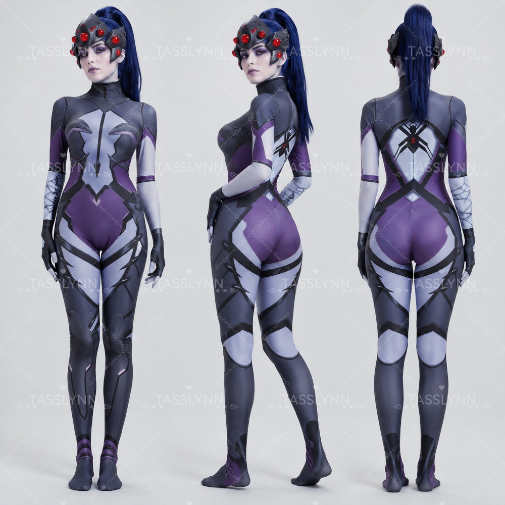 3D Printing Games Free - Overwatch Widowmaker Ciemnofioletowy Czarny Strój Cosplay