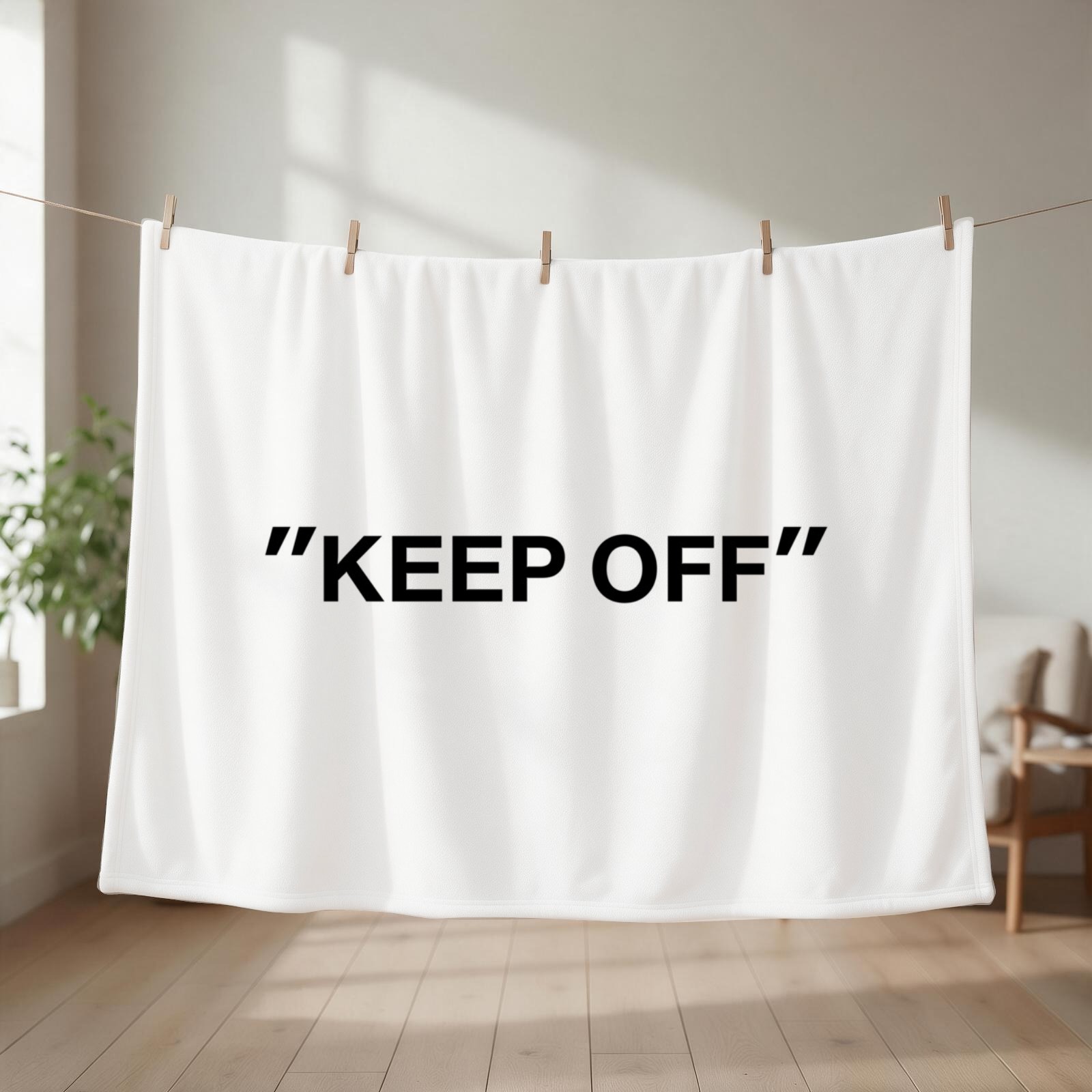 3D Printing Quotation - Koc z cytatami KEEP OFF, przytulny,