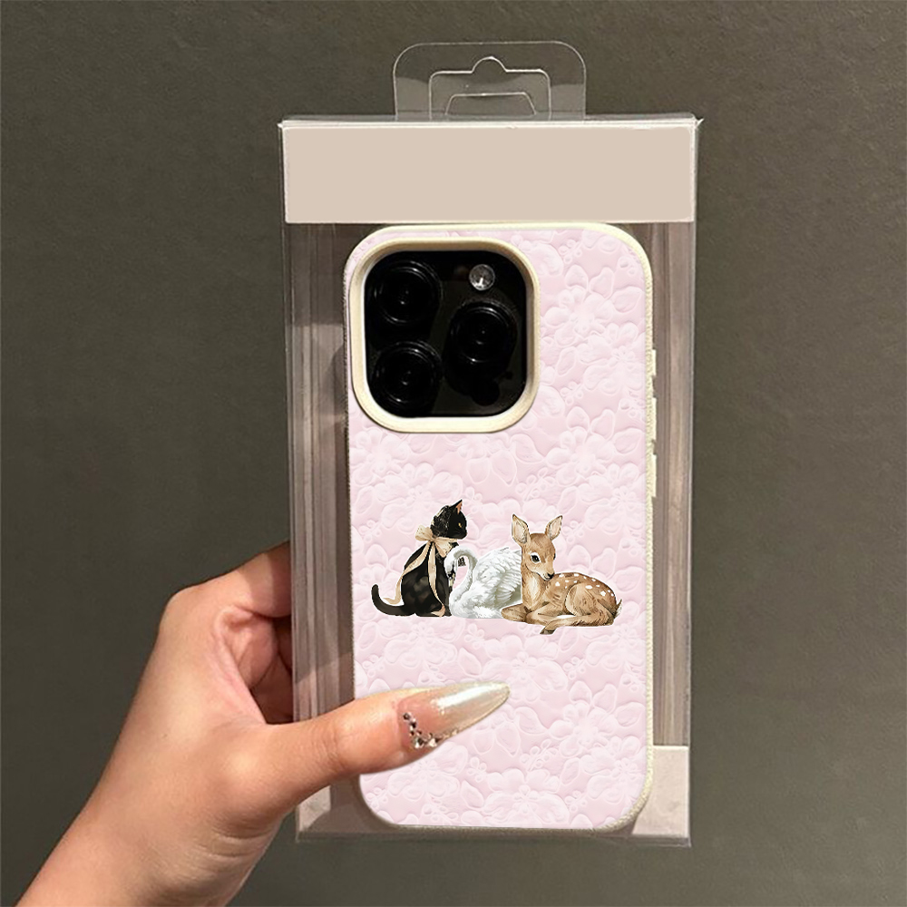 3D Printing Iphone - Koczek, pies, jelen, różowy wzór, urocze